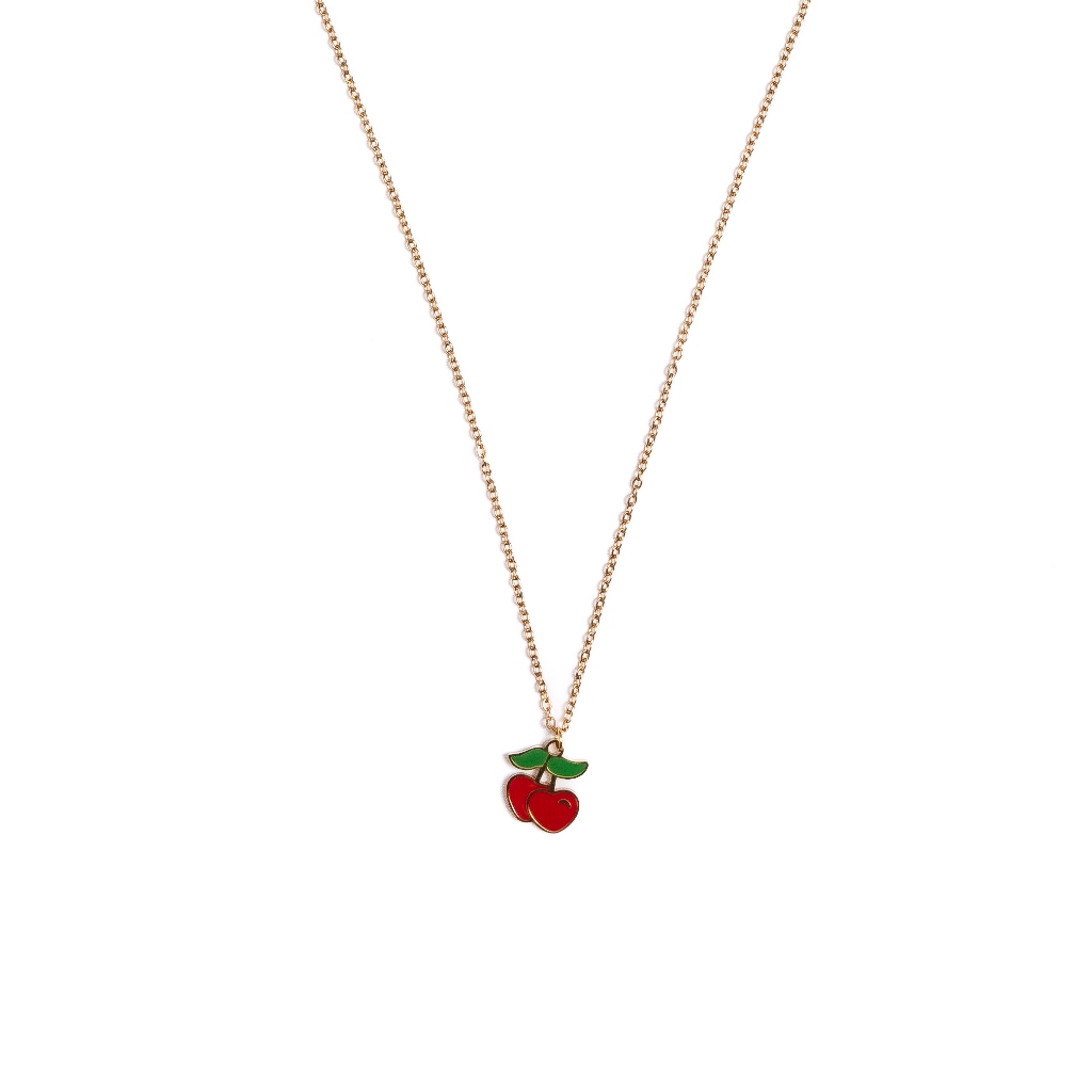 GOLD CHROME CHERRY NECKLACE