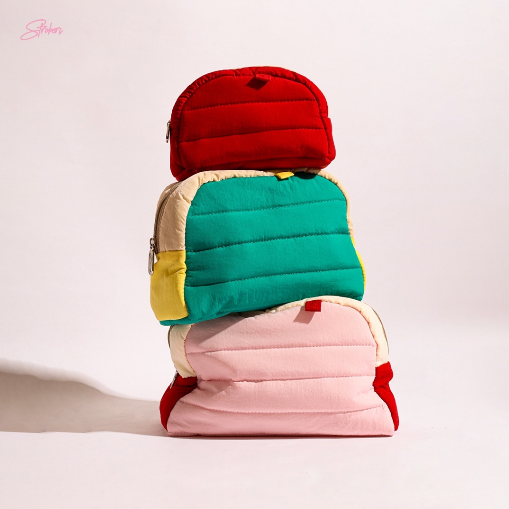Stroberi Puffy Crinkle Pouch & Bag