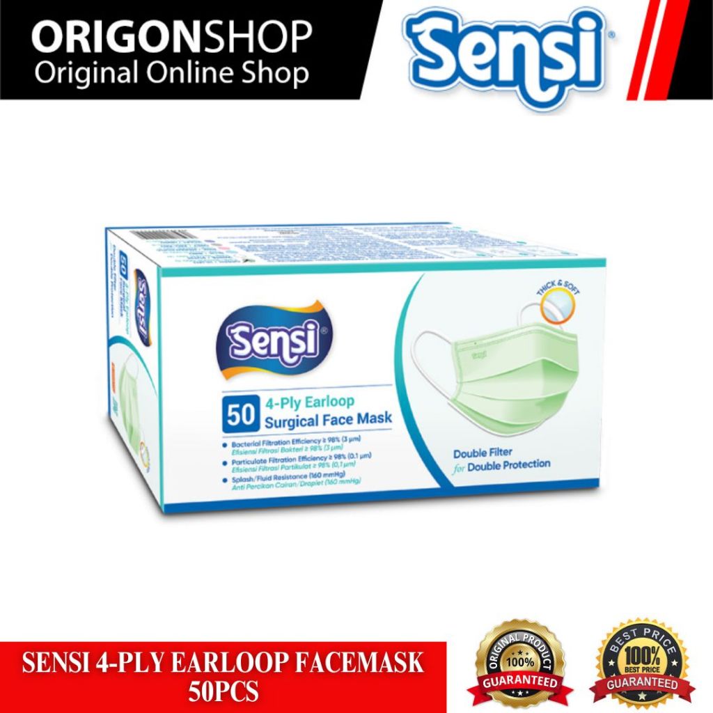 Sensi 4-Ply Earloop Facemask 50 Pcs