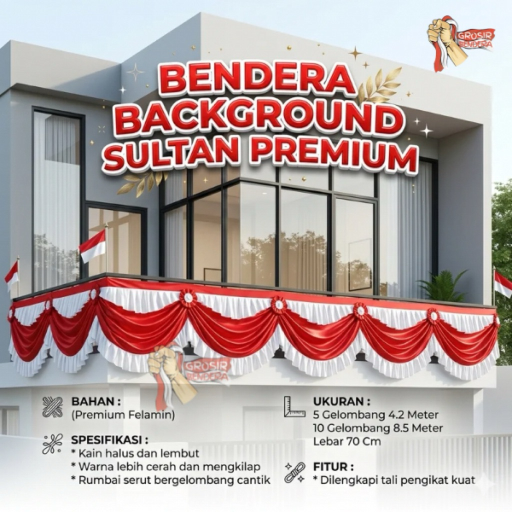 Bendera Background Merah Putih Sultan Premium