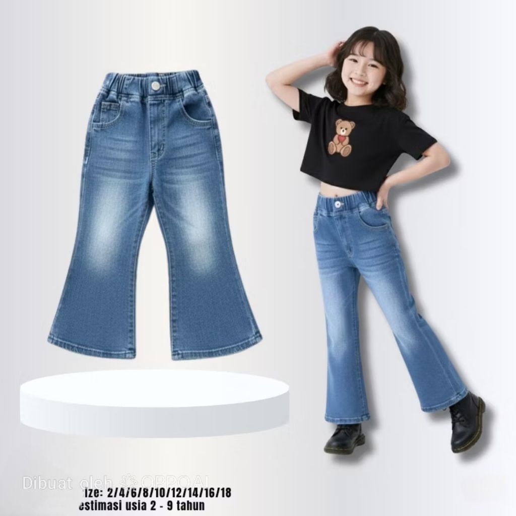 celana anak cewek model cutbray Lipat bahan sofjeans mulur elastis