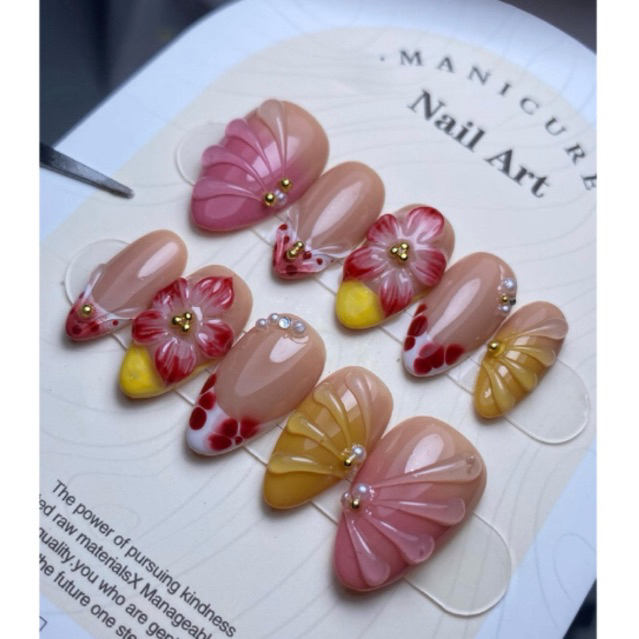 press on nails 3D bunga | press on nails custom