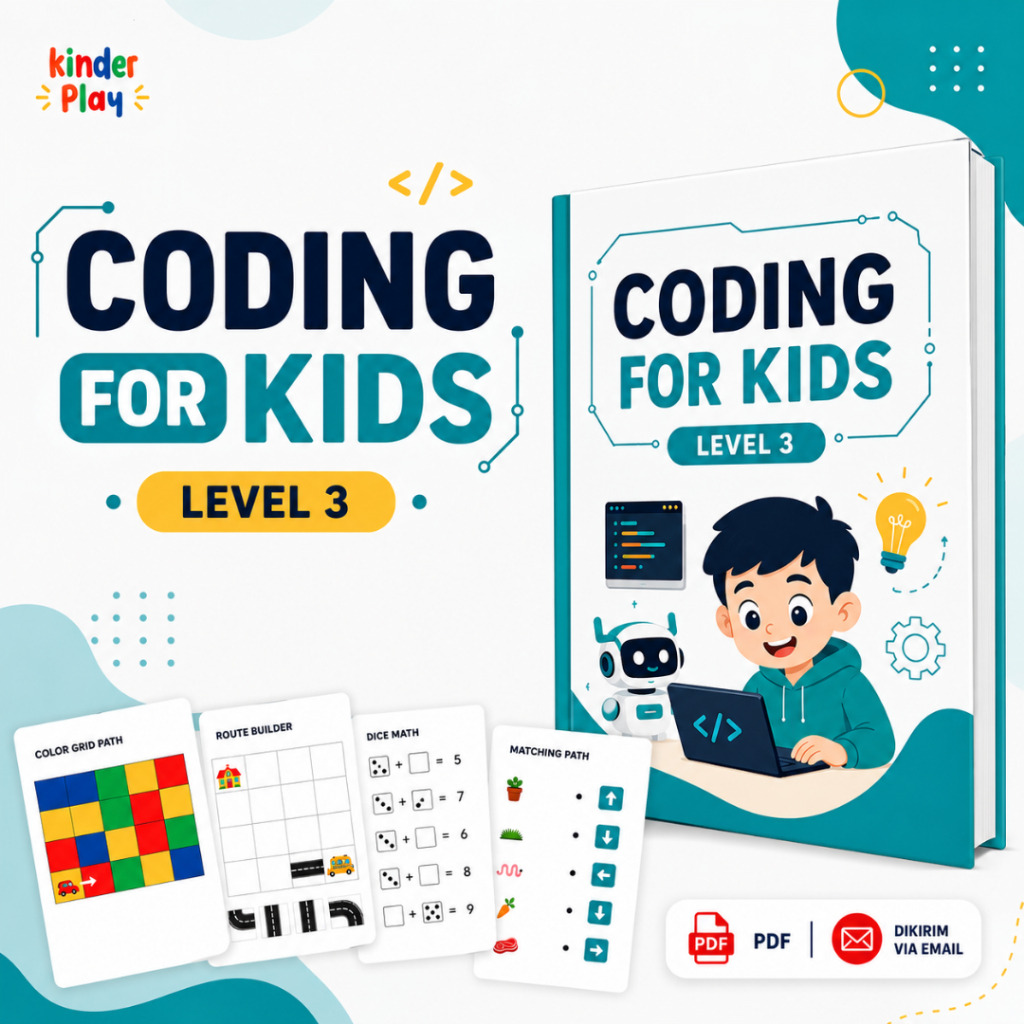 Coding for Kids Level 3 | 40 Halaman Worksheet Coding Anak 5 tahun+ | Belajar Dasar Coding Seru