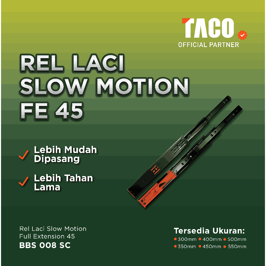 Rel TACO Soft Closed FE 45 - 45cm (pcs)