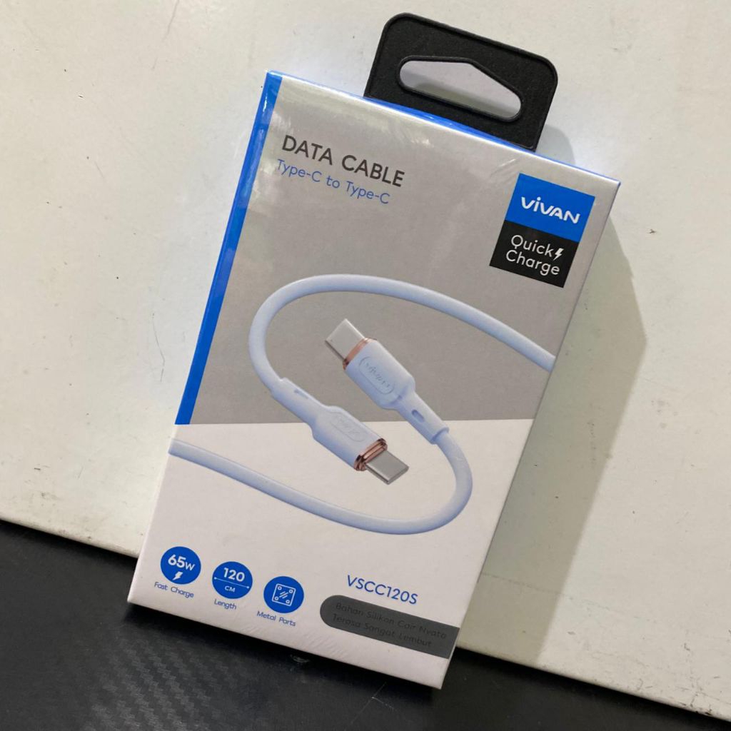 VIVAN VSCC120S SILICONE Data Cable Type-C To Type-C Quick Charge 65W 100Cm