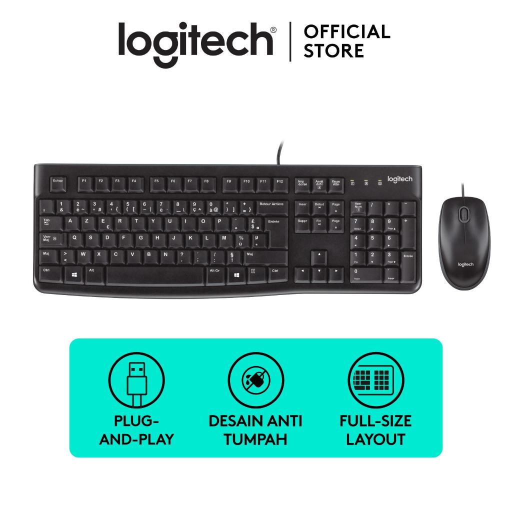 Logitech MK120 Combo Keyboard dan Mouse Kabel USB untuk PC, Komputer/ Computer