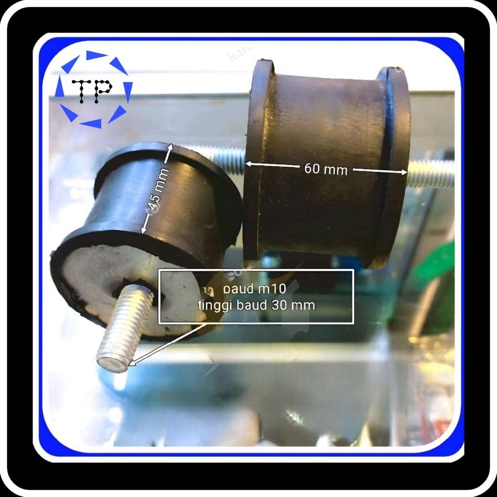 Rubber Engine Mounting Double Baut + Plat 45mm×60mm