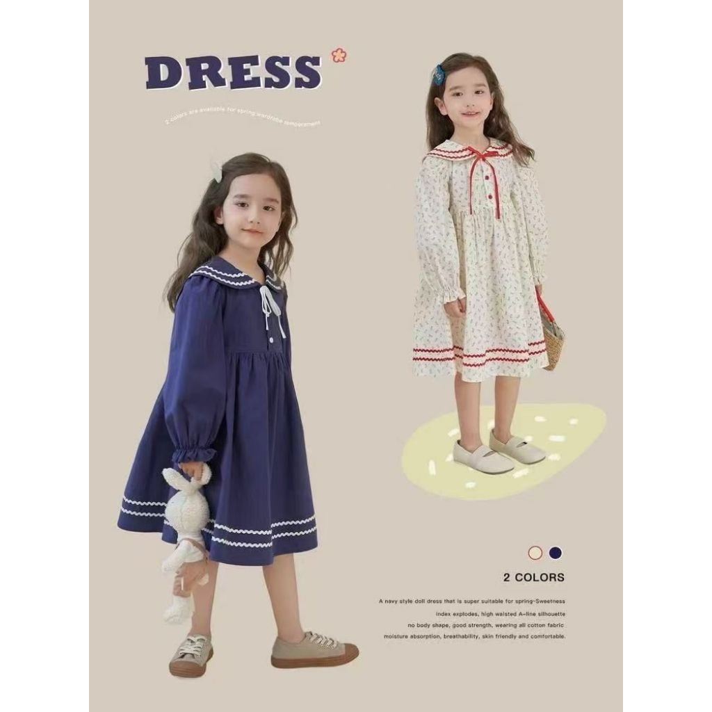 4pcs dres katun size 2-5thn