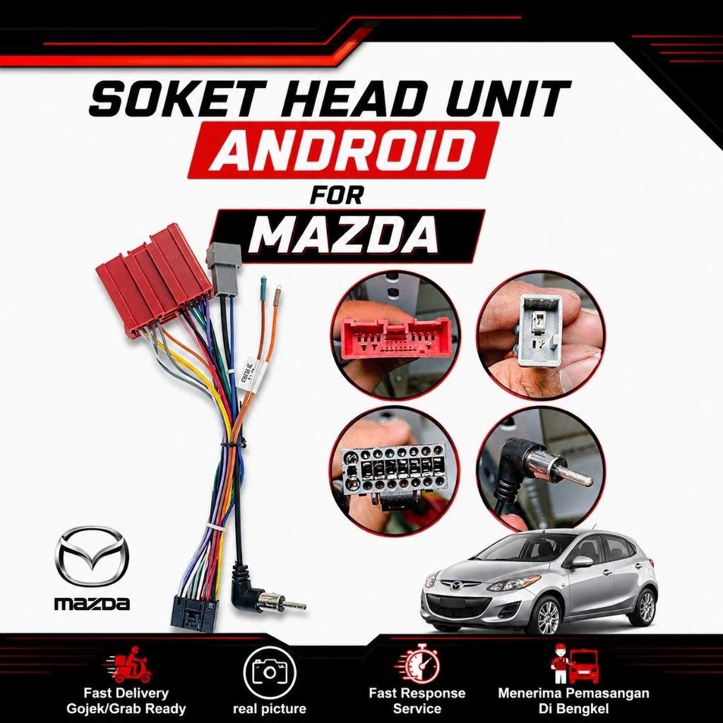 Soket kebel head unit android pnp mazda 2,3&6