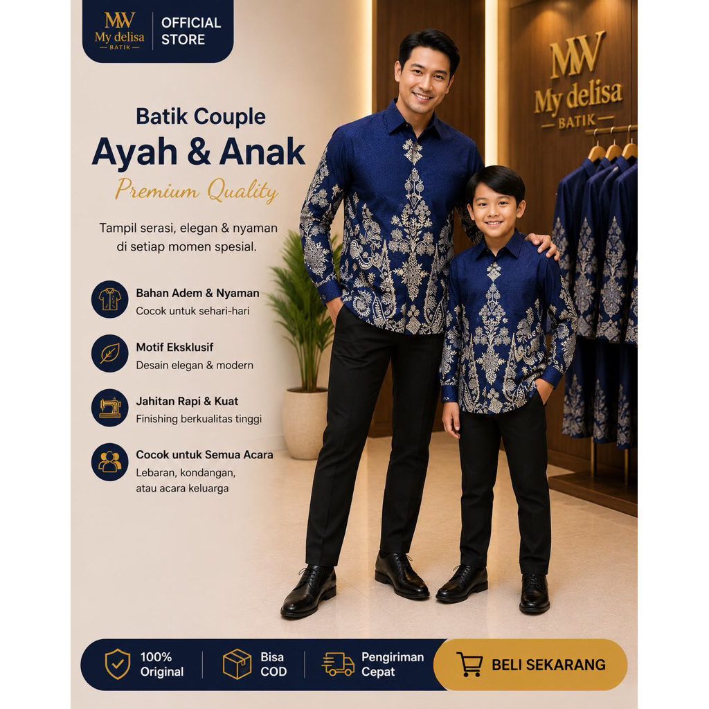 COD Baju Batik Ayah Dan Anak Couple