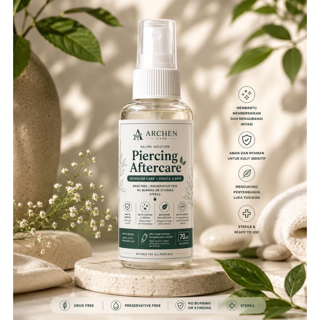 Piercing aftercare spray saline solution/obat tindik