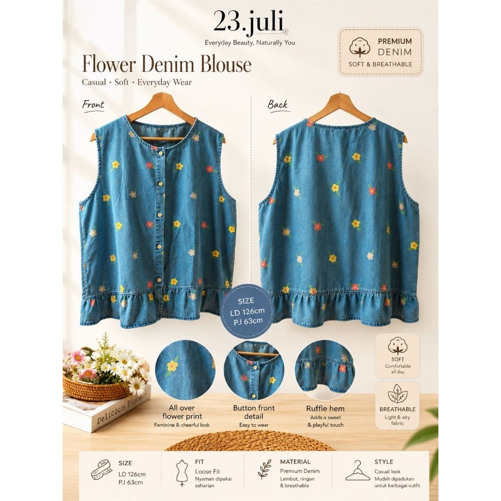 flower denim blouse
