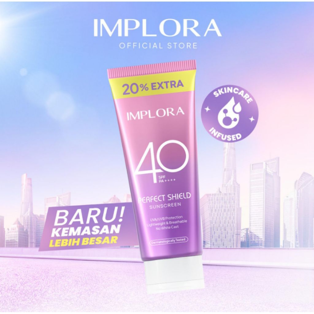 Implora perfect shield sunscreen spf 40+++ sunblok 40ml+20ml (60ml)