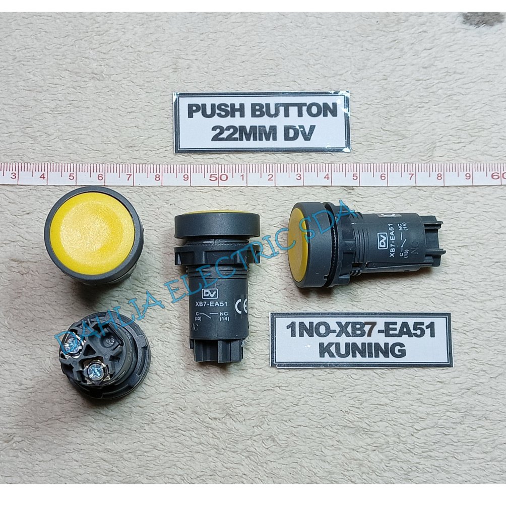 PUSH BUTTON 22MM 1NO-XB7-EA51 KUNING DV