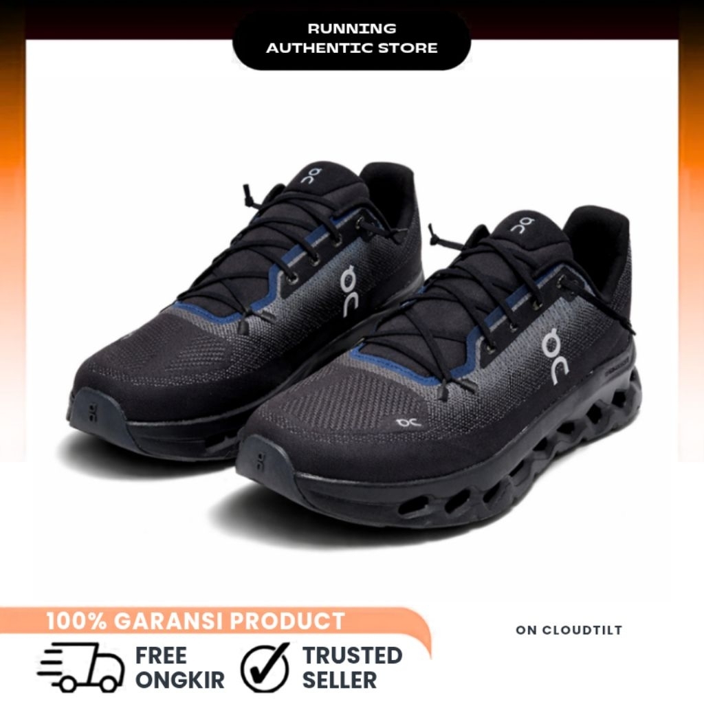 Sepatu Running Cloudtilt Mens - Black/Silver/Blue
