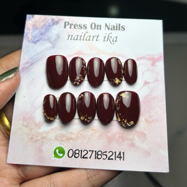 PRESS ON NAILS simple custom maroon