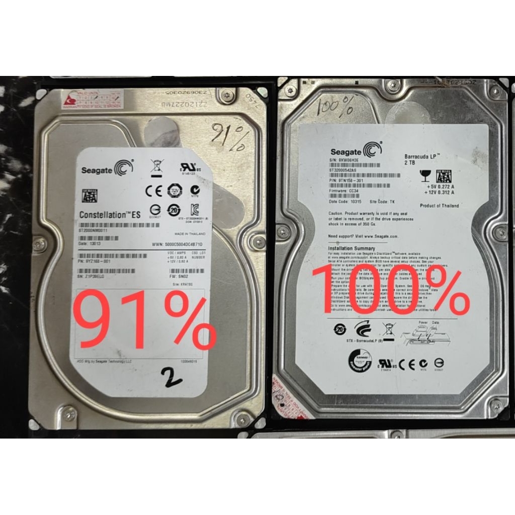 HDD Seagate 2tb 2unit 100 & 91% normal.