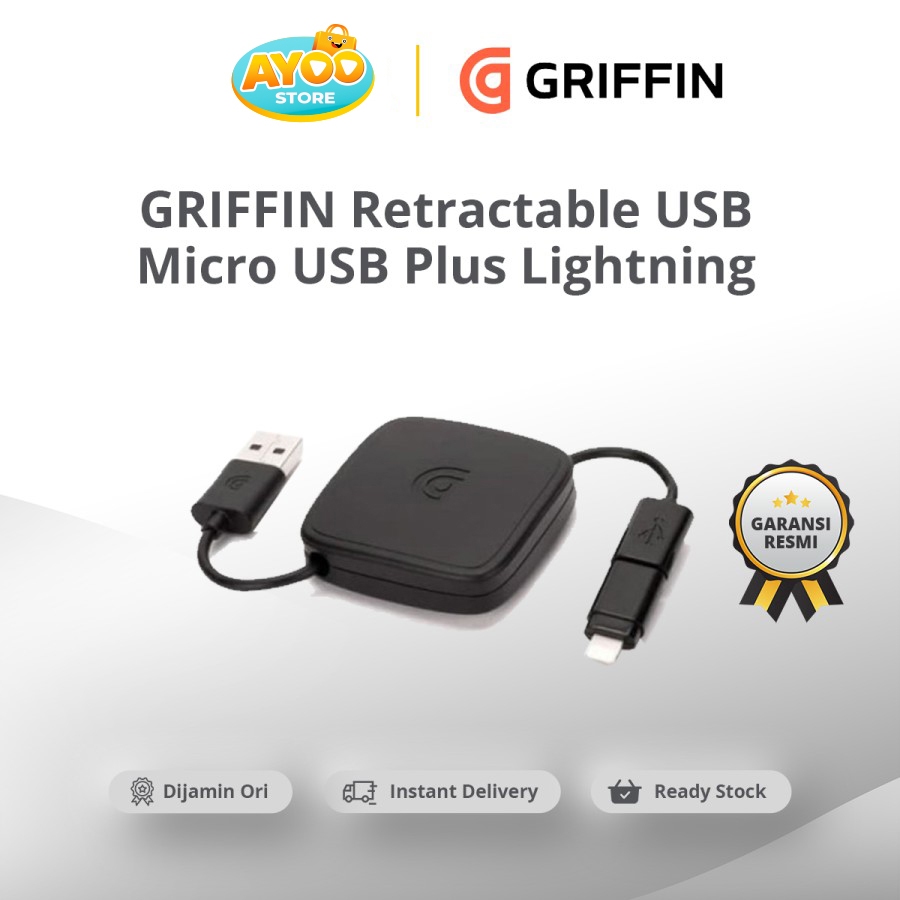 GRIFFIN Retractable USB To Micro Usb Plus Lightning