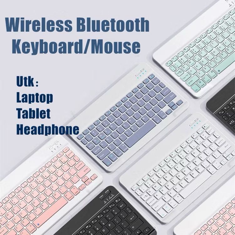 KEYBOARD BLUETOOTH / MOUSE 2in1 BISA BLUETOOTH & WIRELESS WARNA MACARON
