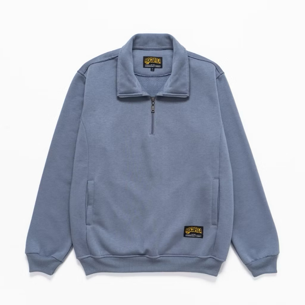 Rocafela HalfZip Pullover Sweater Pria Elegan Saku Basic Premium