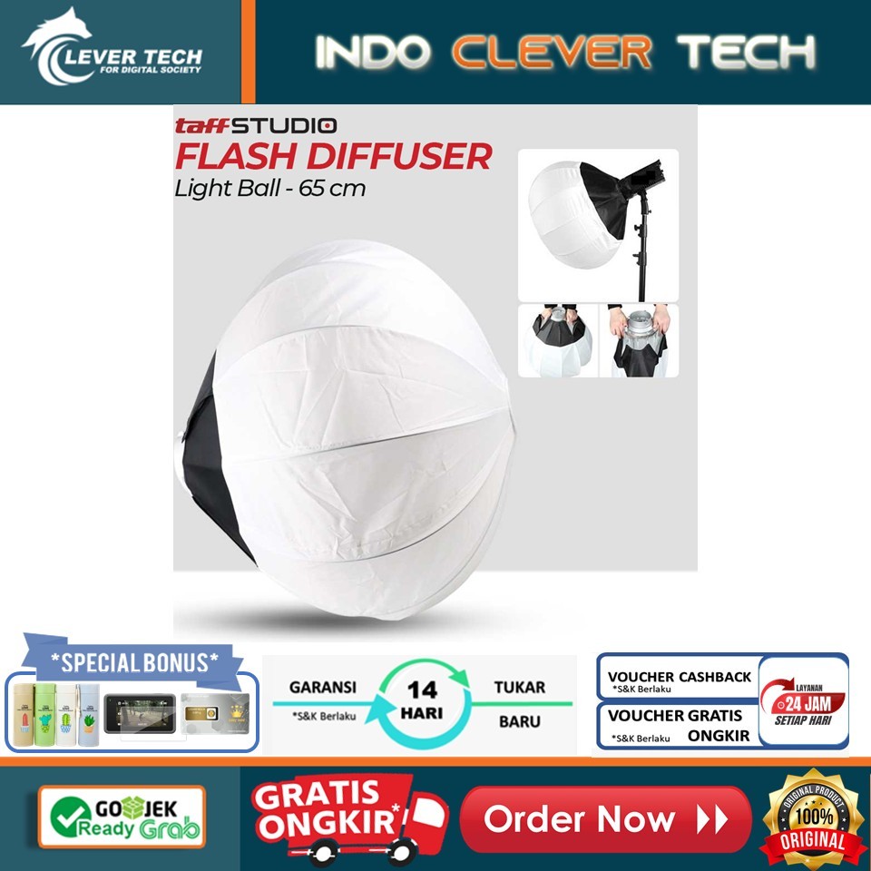 TaffSTUDIO Flash Diffuser Softbox Studio Photography Light Ball Diameter 65cm - 1355 - Black White
