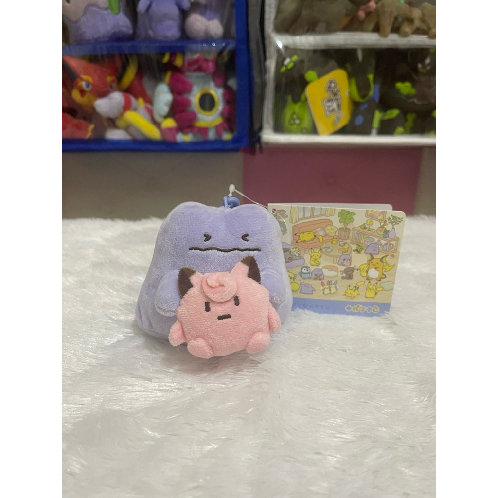 ditto with clefairy doll keychain