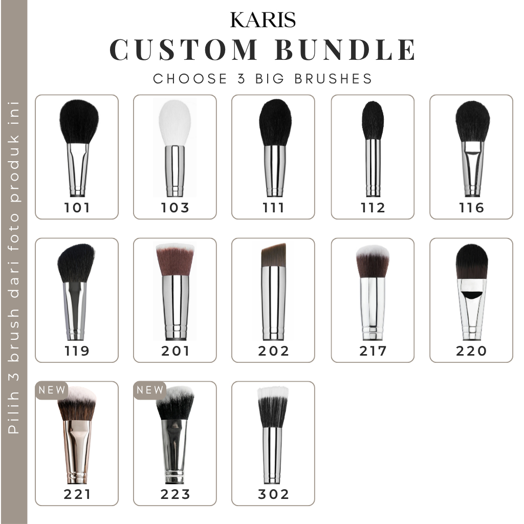KARIS Custom Bundle - 3 BIG Face Brushes - Makeup Brush Set