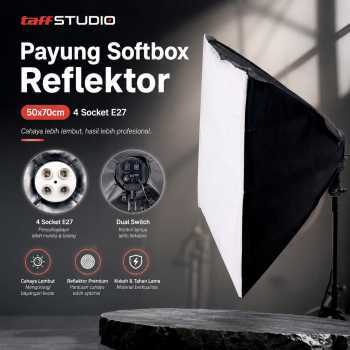 TaffSTUDIO Payung Softbox Reflektor 50x70cm E27 Four Lamp Socket - KS65