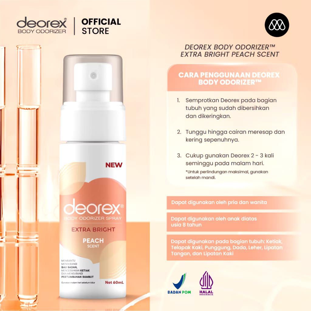 Deorex Body Odorizer Spray Extra Bright Peach Deodorant Spray
