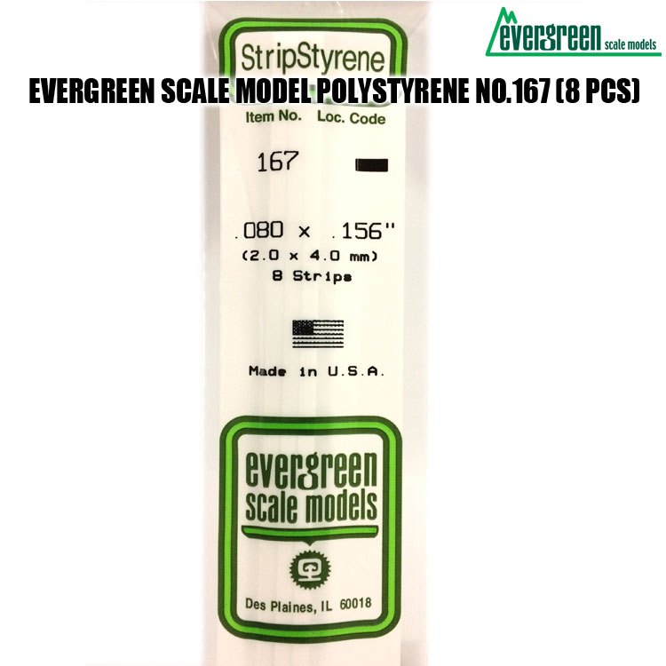 EVERGREEN SCALE MODEL POLYSTYRENE NO.167 (8 PCS)