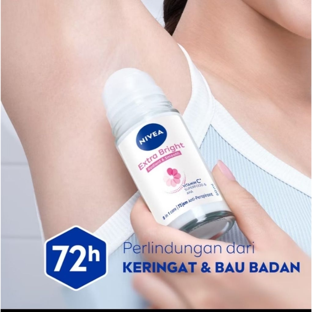 nivea deodorant roll on extra bright radiant & smooth 50ml