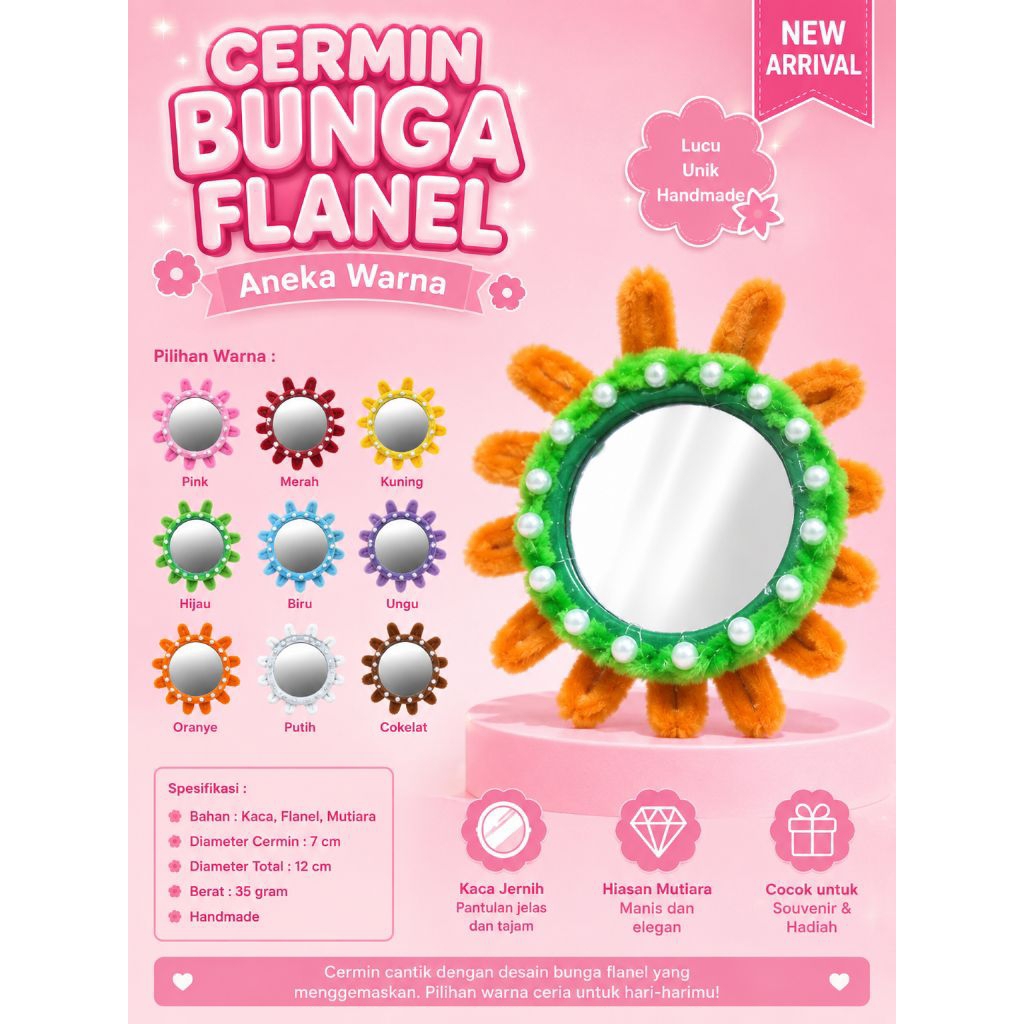 Cermin Bunga kawat bulu