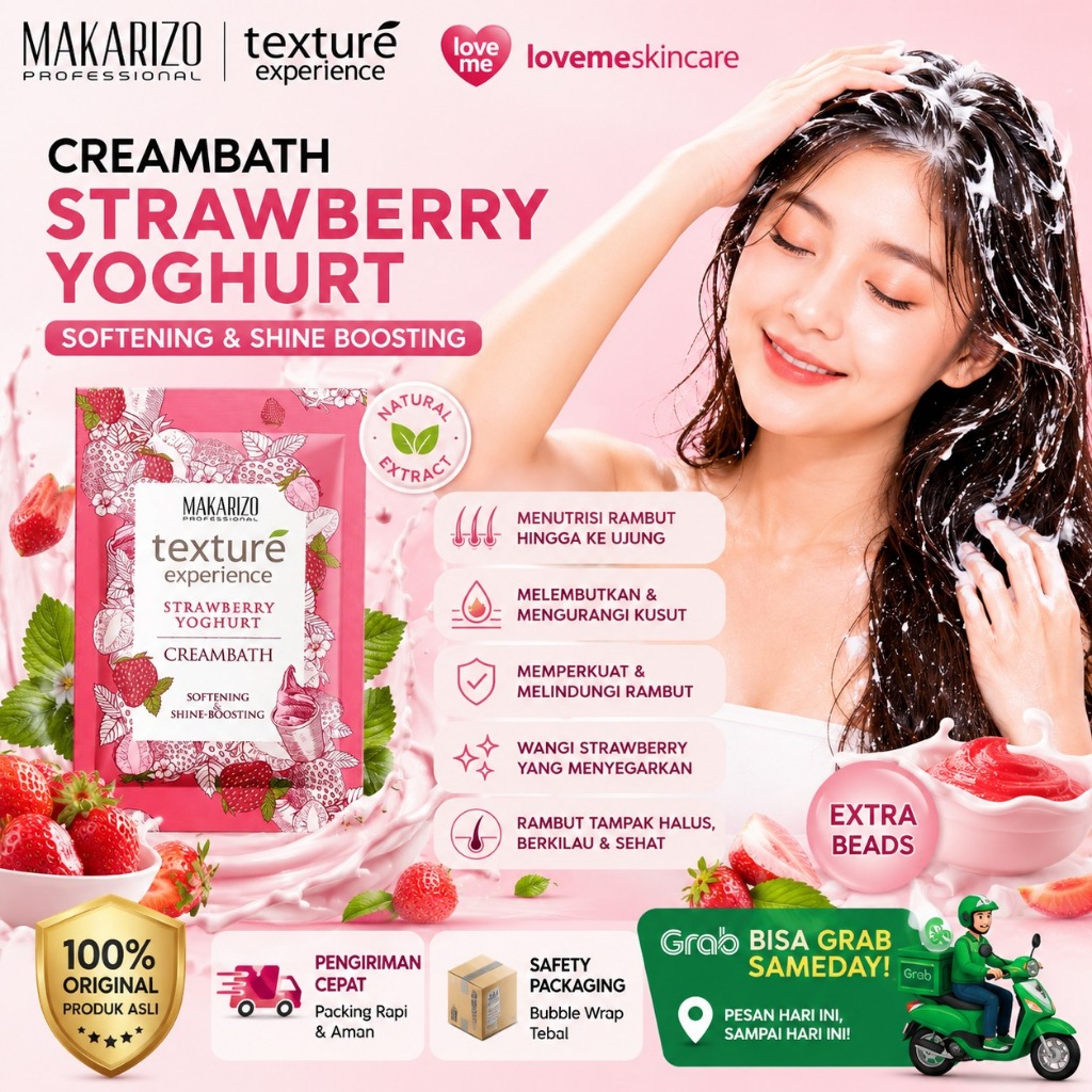 Makarizo Professional Texture Experience Cream Strawberry Yoghurt Sachet 60 mL