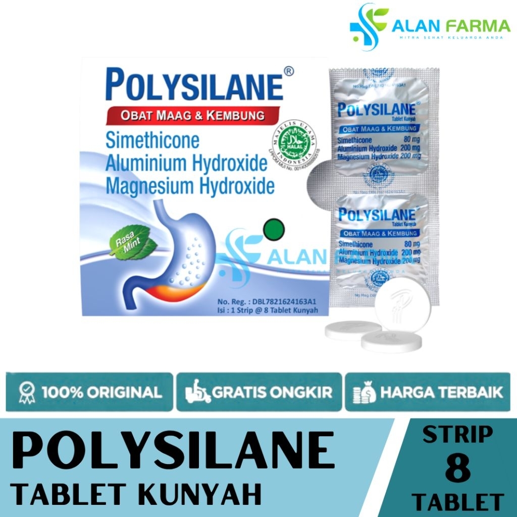 Polysilane Tablet Strip dan Kotak | Polysilane Tablet Kunyah | Polisilen