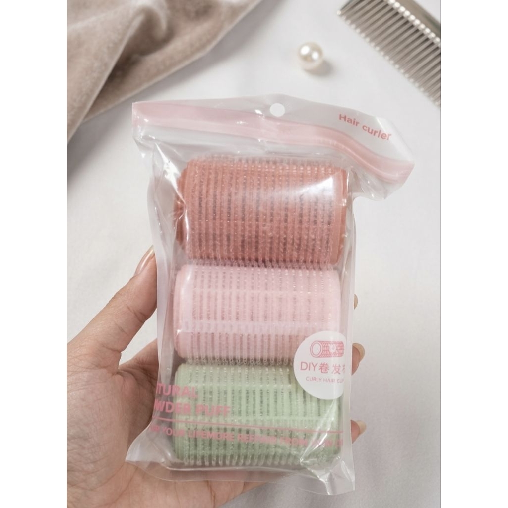 Roll rambut nilon polos 3in1