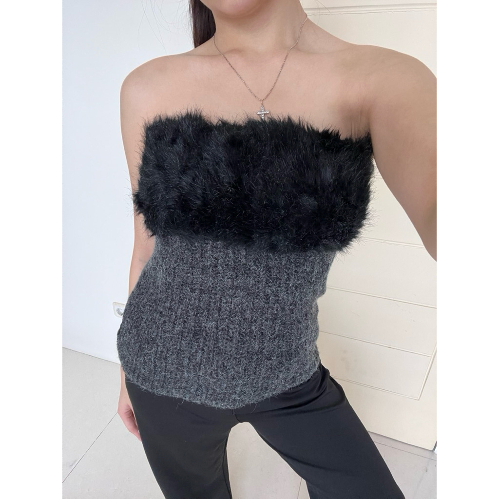 Fuzzy Gray Black Tube