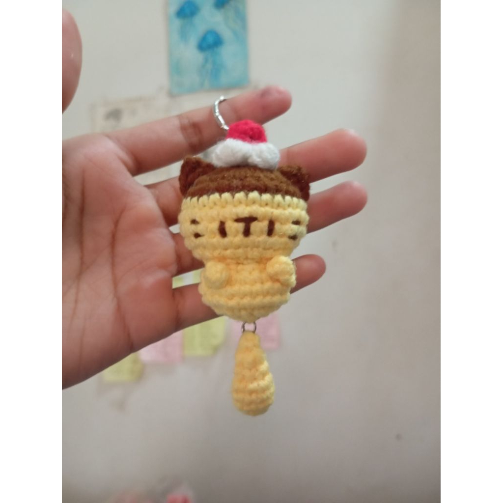Keychain|Pudding Cat Crochet