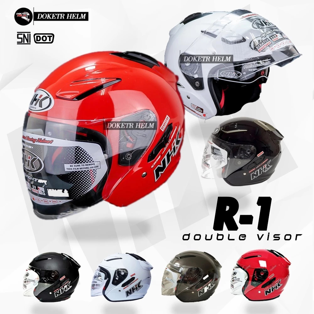 NHK R1 DOUBLE VISOR HELM HALF FACE SOLID