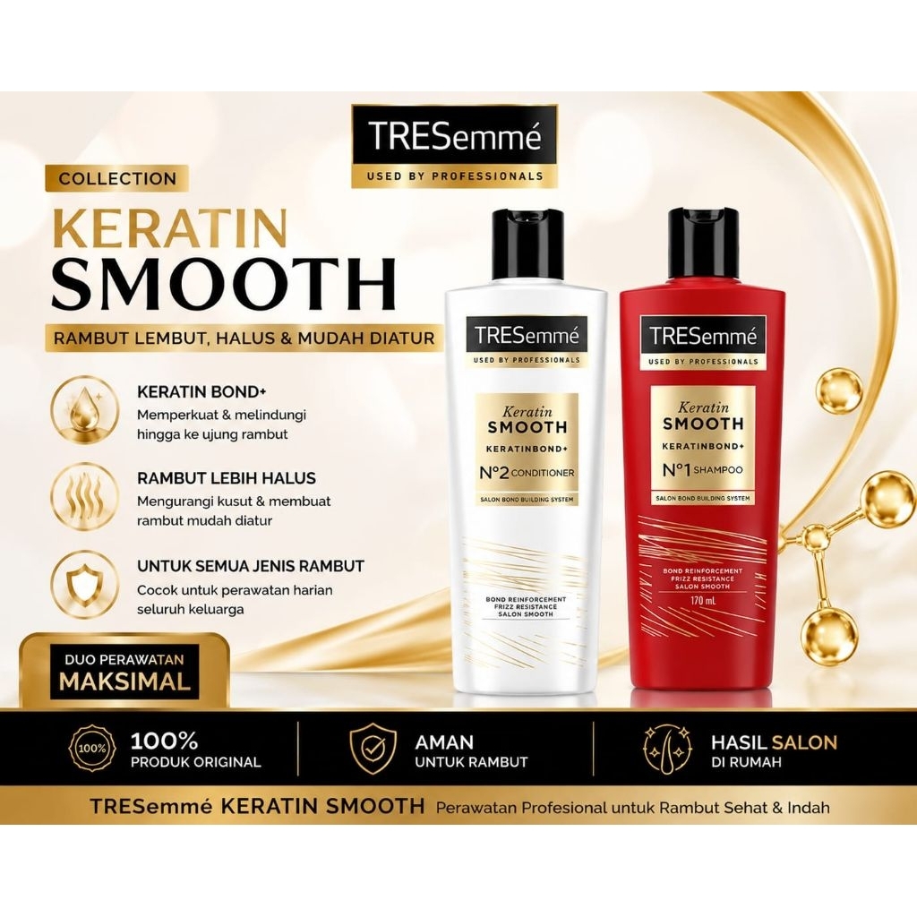 tresemme shampo + conditioner keratin smooth 170ml