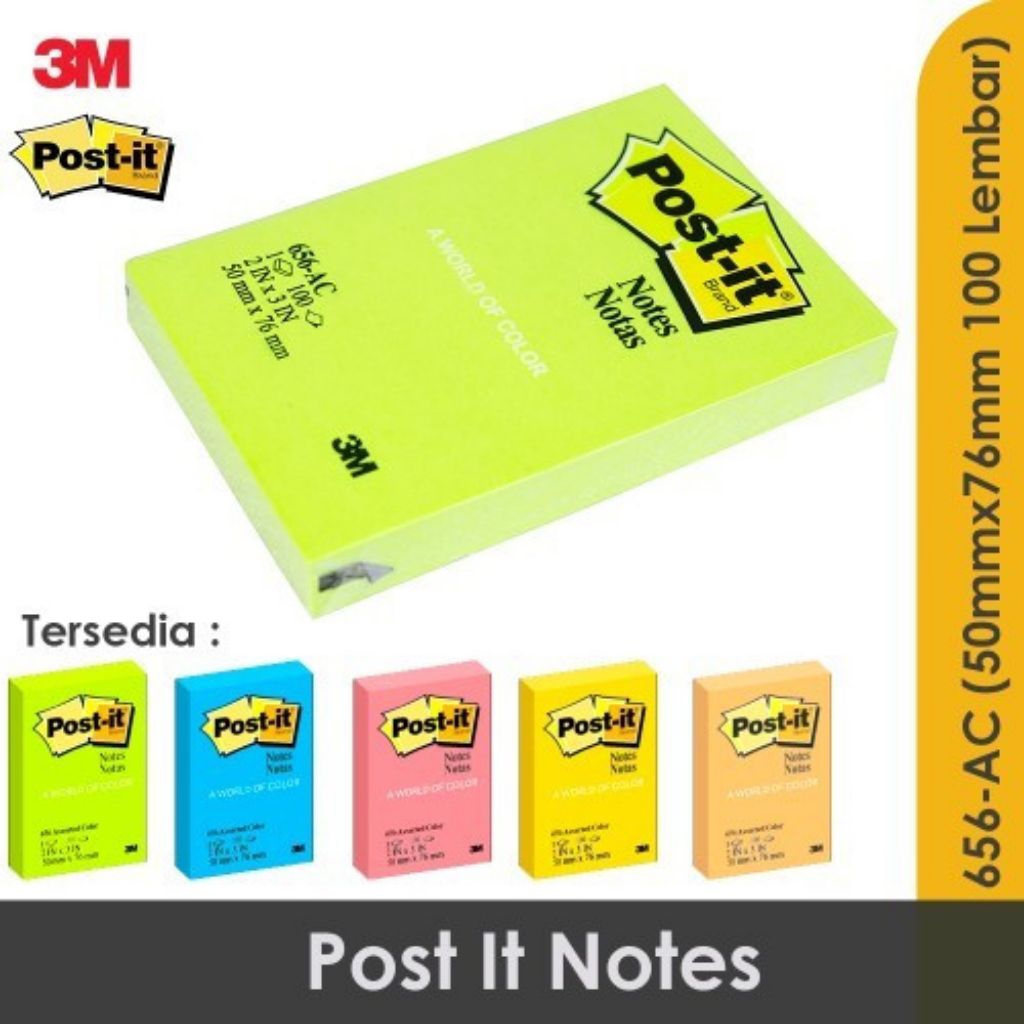 Post It 656 Yellow,Blue,Pink