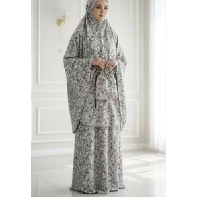mukena dewasa motif bunga