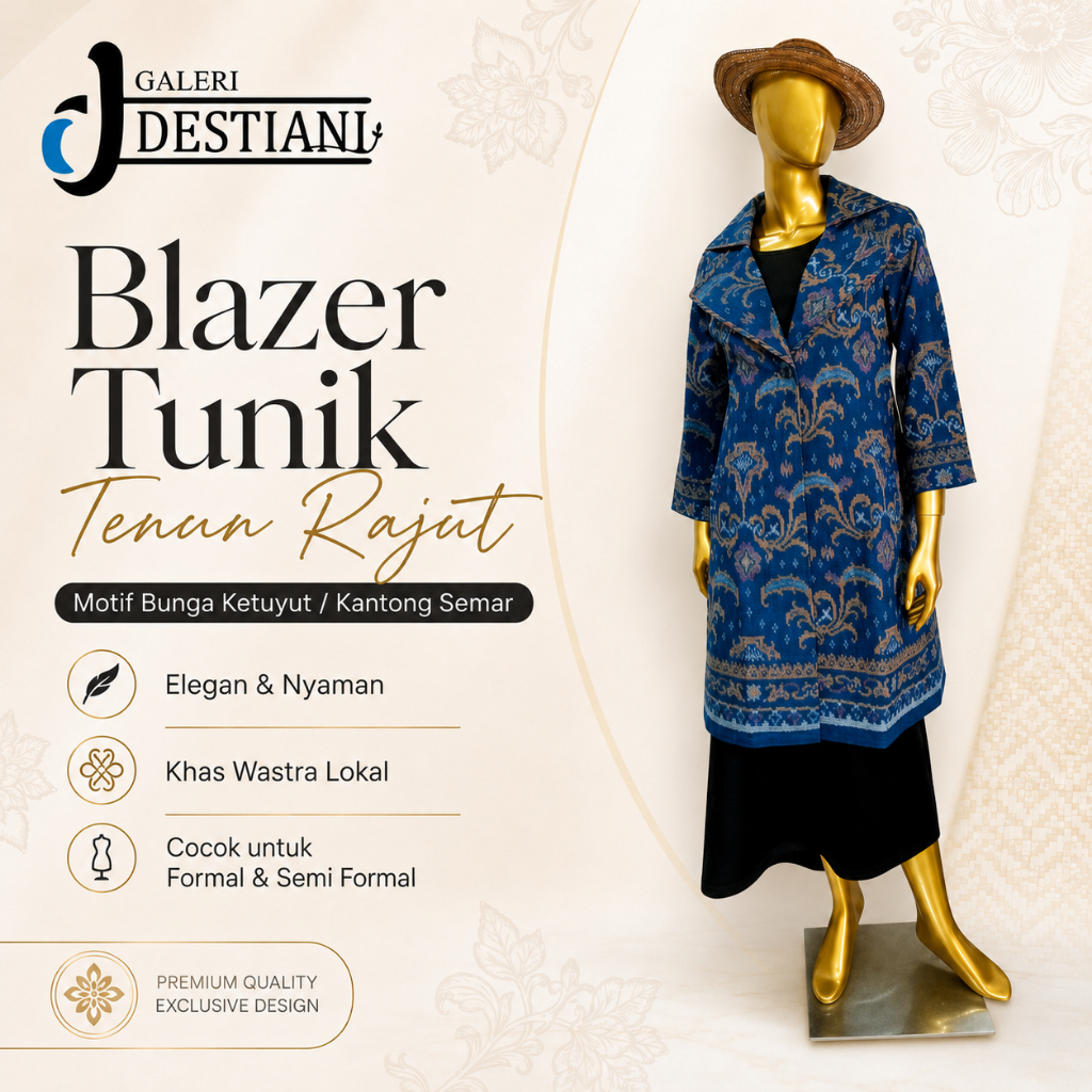 Blazer tunik tenun katun