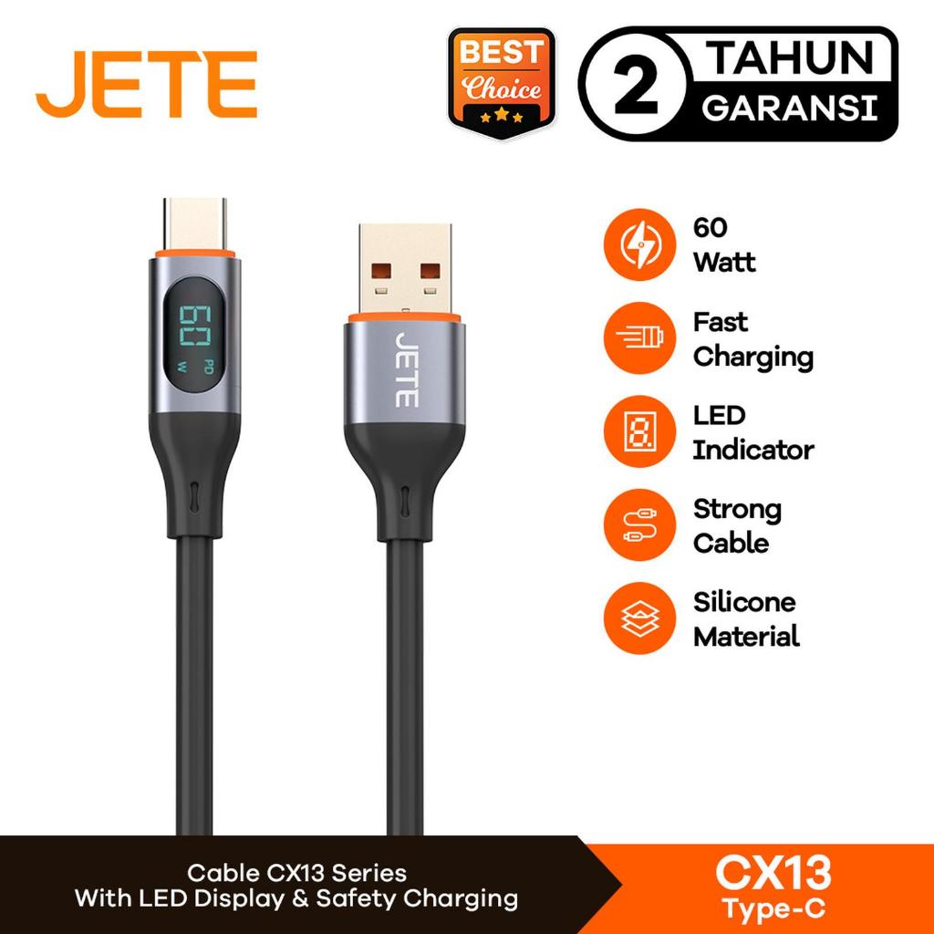JETE CX13 TYPE C Kabel Data 60W with LED Indicator