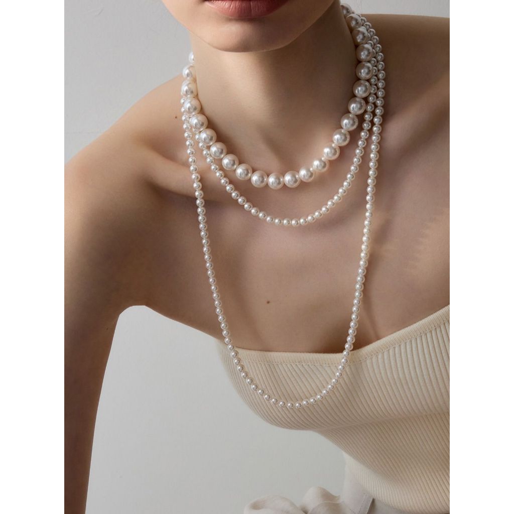 three layer cute pearl necklace