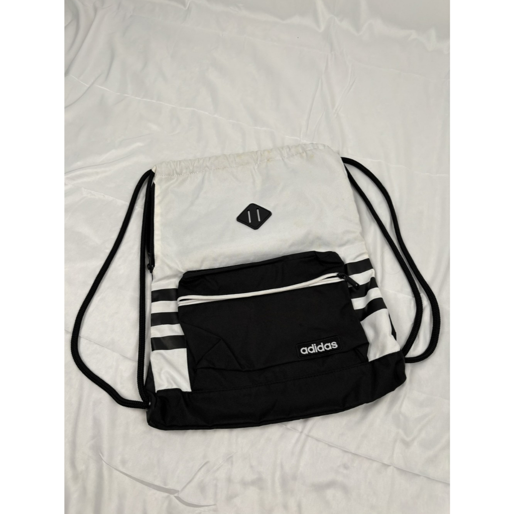 Adidas Black White Drawstring Bag