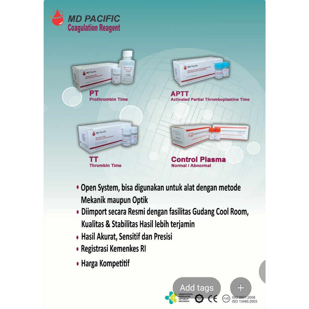 MD PACIFIC Prothrombin Time (PT) Assay Kit (Coagulation)