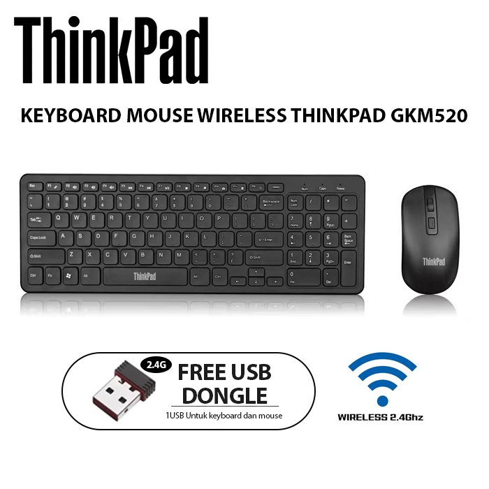 THINKPAD GKM520 WIRELESS PAKET KEYBOARD & MOUSE COMBO SET KEY FULLSIZE