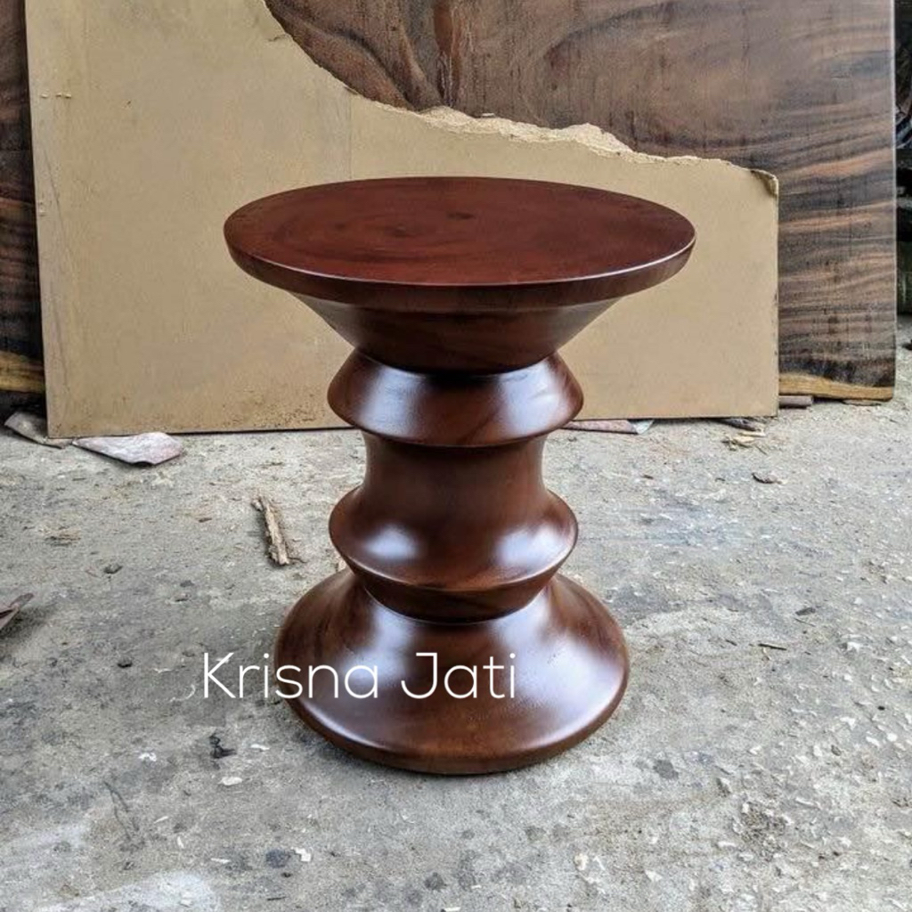 kursi stool bubut kayu trembesi solid