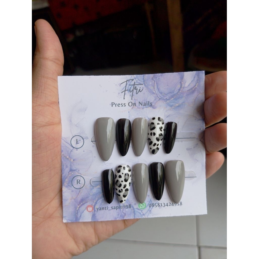 [LEOPARD] PRESS ON NAILS HANDMADE bebas custom ukuran