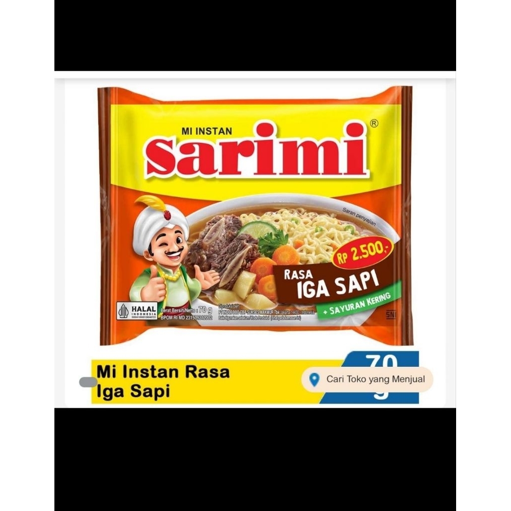 Sarimi Mie Instan Rasa Iga Sapi - 5 Pcs dan 1 Dus
